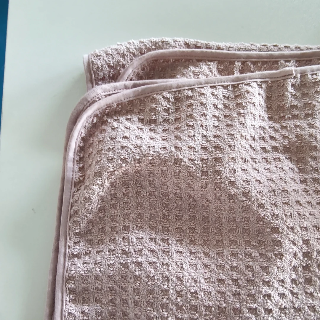 华夫格方形网格浴巾（一灰一粉囤货装）