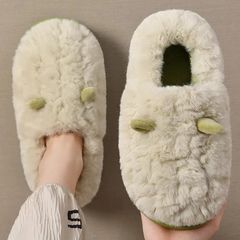 棉拖鞋女士包跟秋冬季2024新款室内家居厚底包跟保暖毛绒棉拖鞋女
