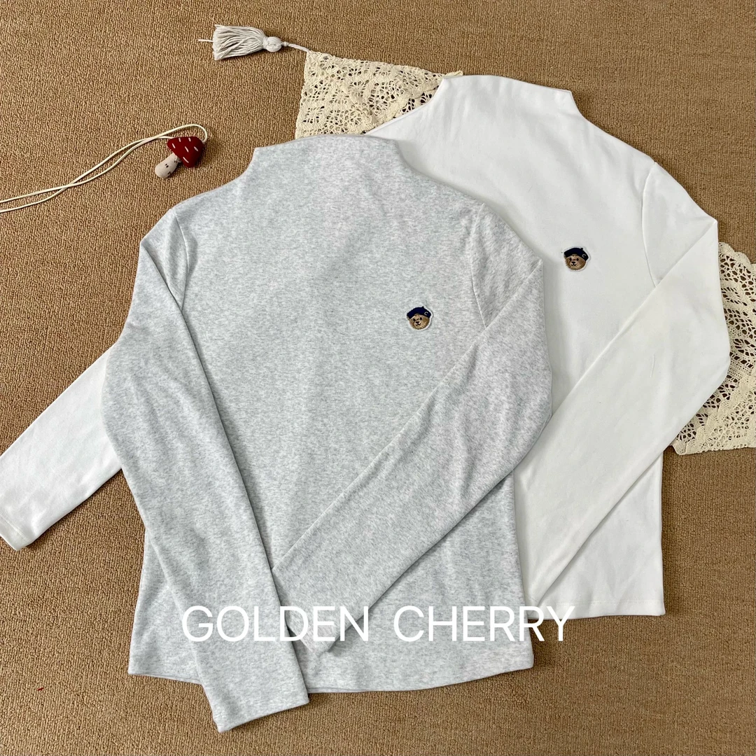 【Golden cherry】亲子纯色半高领c熊带帽洋气打底衫288002