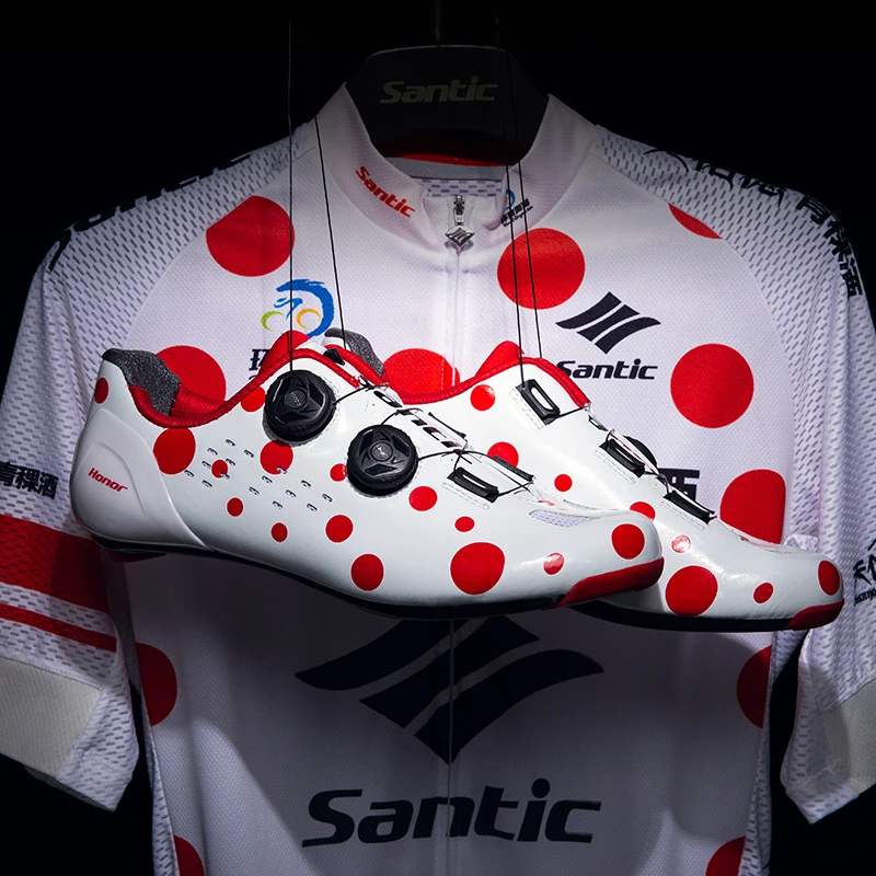 Santic/森地客新品男款碳纤底公路锁鞋 2.0荣耀版 圆点骑行鞋