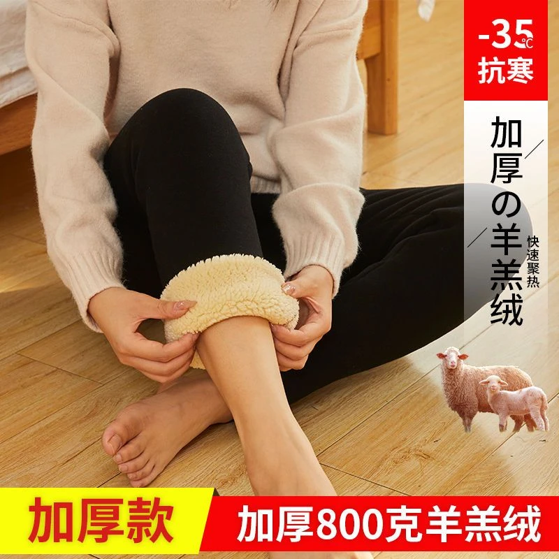 加绒加厚保暖裤高腰外穿羊羔绒打底裤 中老年保暖棉裤冬款特厚裤