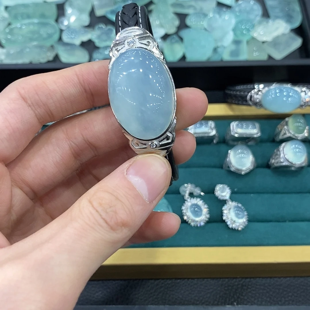 【闪购商品】蛇纹石玉手牌银S925镶嵌我*了