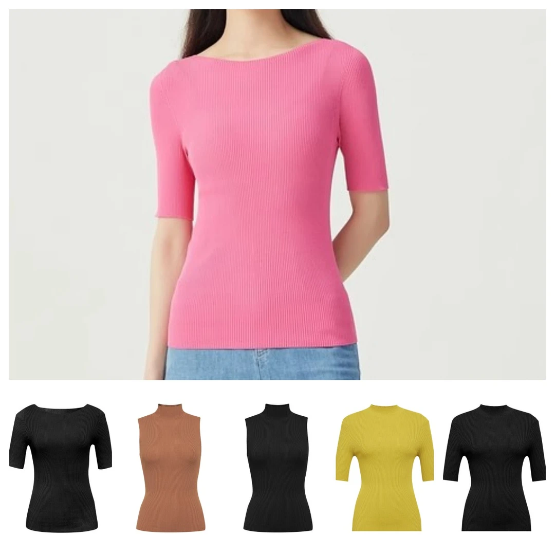 【商场同款】无缝冰丝针织弹力修身短袖T恤1399740/1399738/1399739