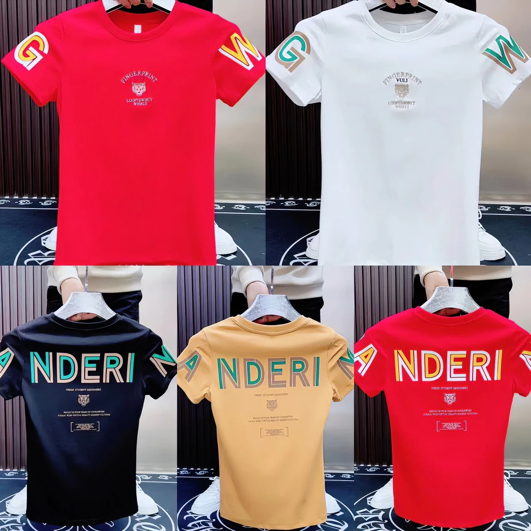 韩版潮流个性修身时尚气质圆领修身男士T恤时尚圆领