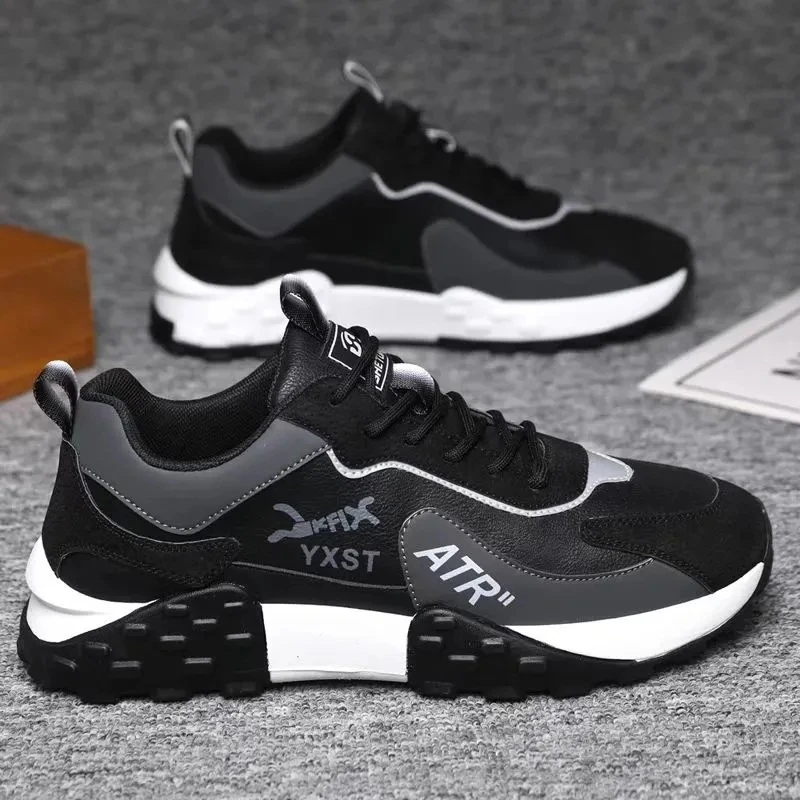 休闲鞋男士新款韩版潮流阿甘鞋低帮系带厚底轻便户外男鞋