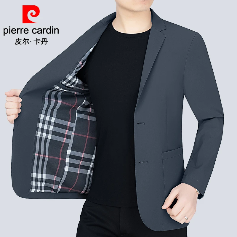 皮尔卡丹轻薄男士西装夏季外套男春夏休闲舒适小西服男修身帅气