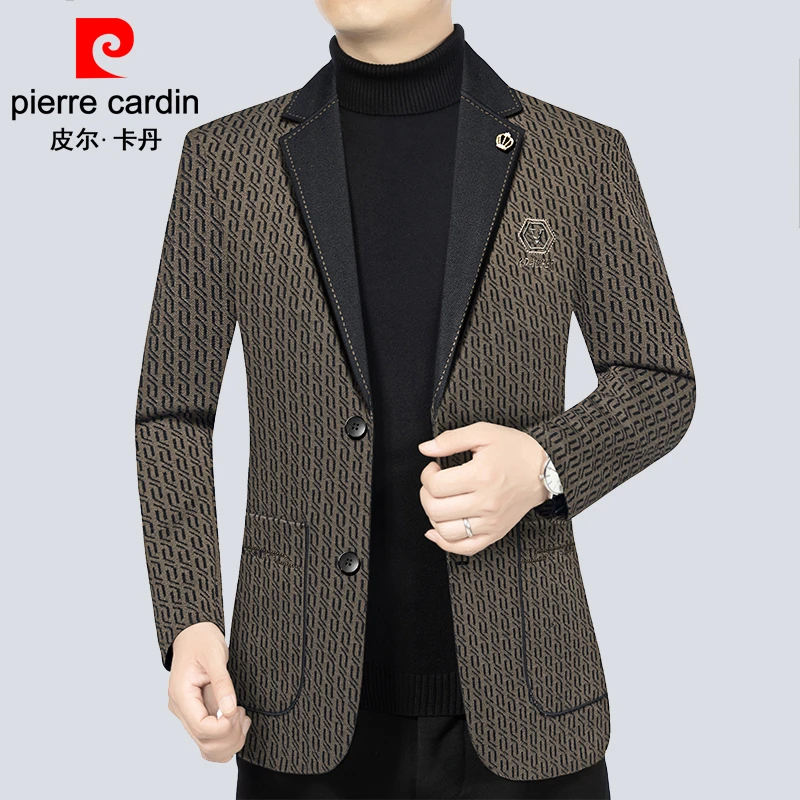 皮尔卡丹薄绒内里高档男士加厚西服外套商务休闲秋冬百搭西装上衣