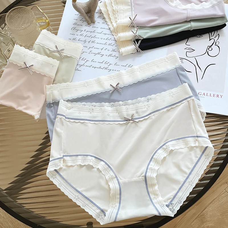 【宠粉福利】女士内裤蝴蝶结少女透气无痕中腰舒适冰丝性感三角裤