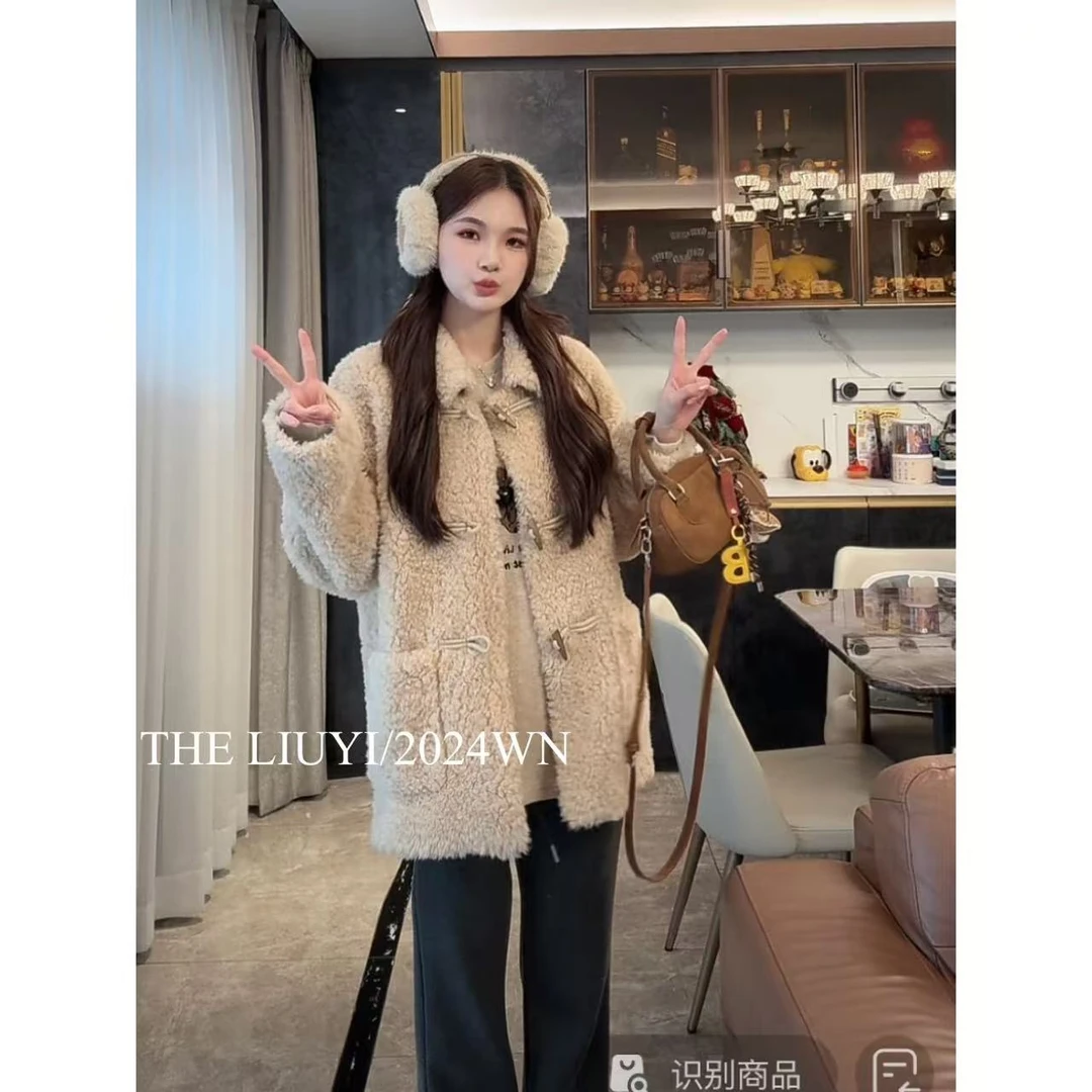 【LIUYI】富士山下~100%全羊毛牛角扣翻领外套412035