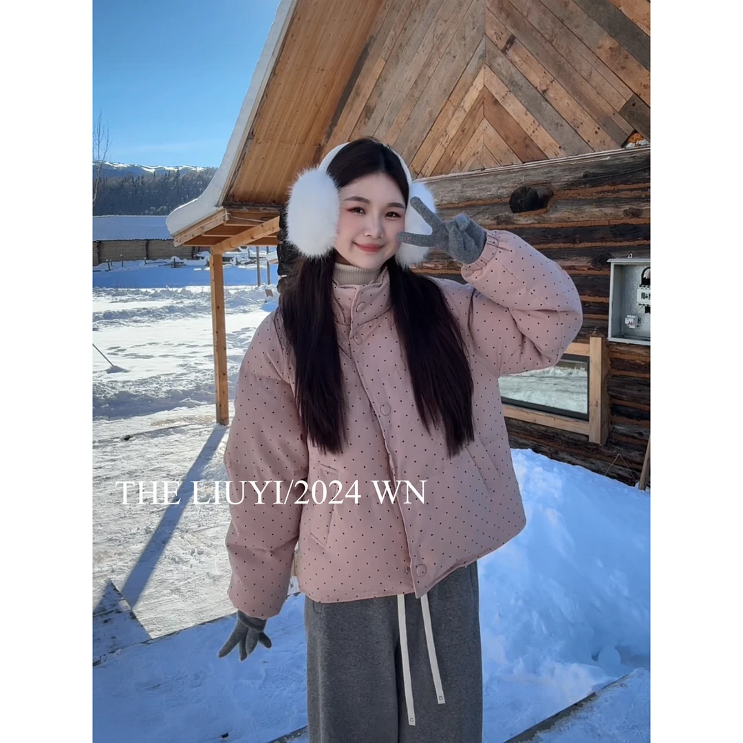 【LIUYI】波点羽绒服~90白鸭绒保暖短款外套411122