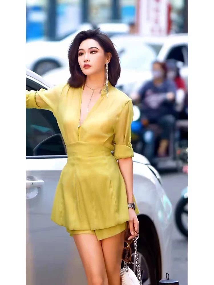 【钟意女装】A098上衣、束腰裙裤套装P5570