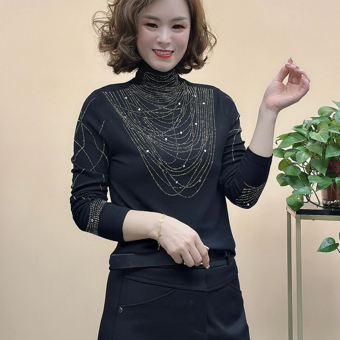 冬季新款高级感减龄设计洋气百搭时尚长袖女士上衣7561