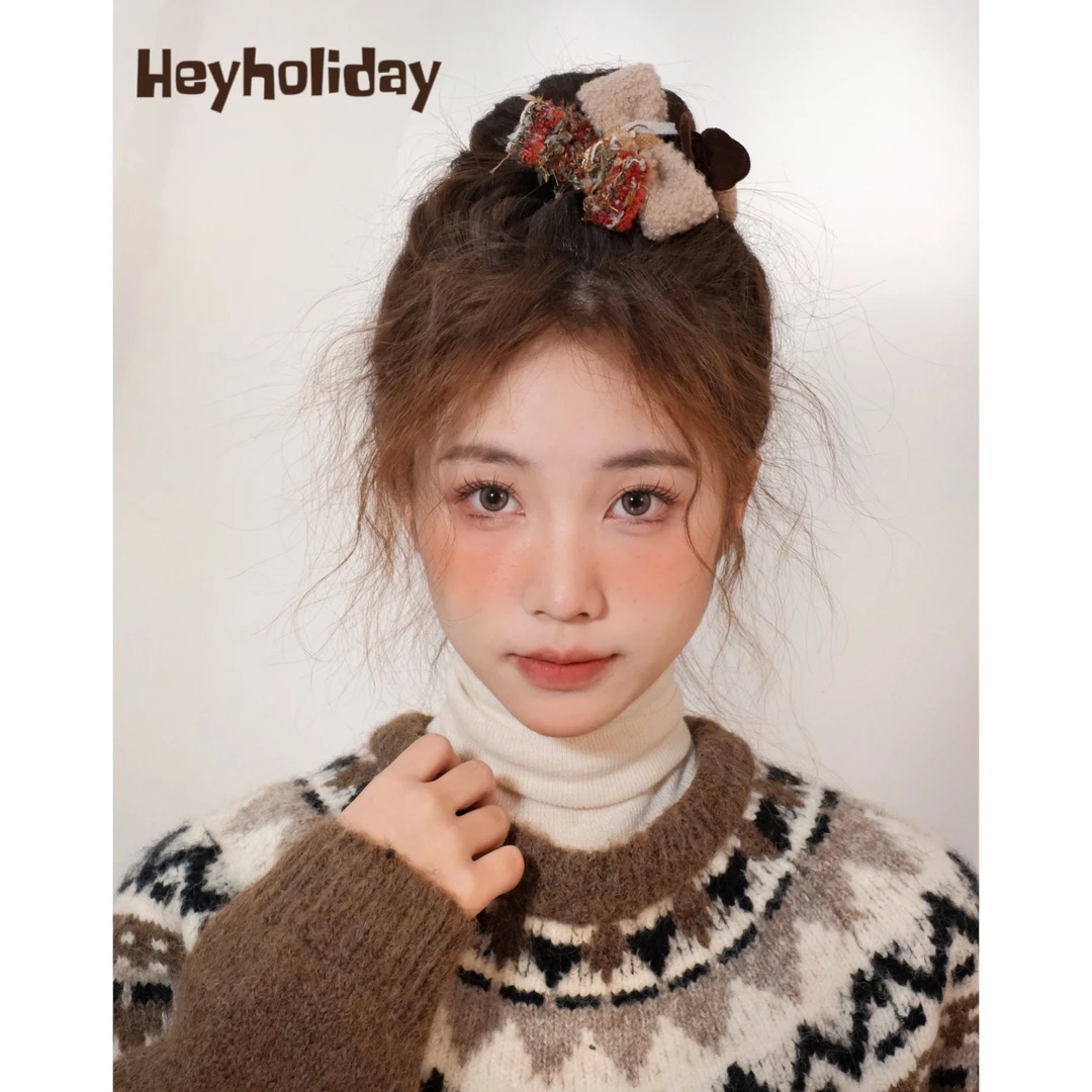 丸子头夹子蝴蝶结发夹头饰气质简约发饰甜美秋冬