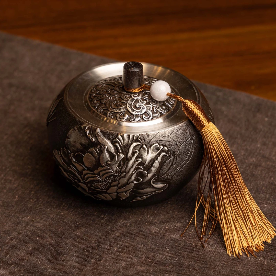 【廖达锡器】荣华富贵 锡罐储茶器茶叶罐
