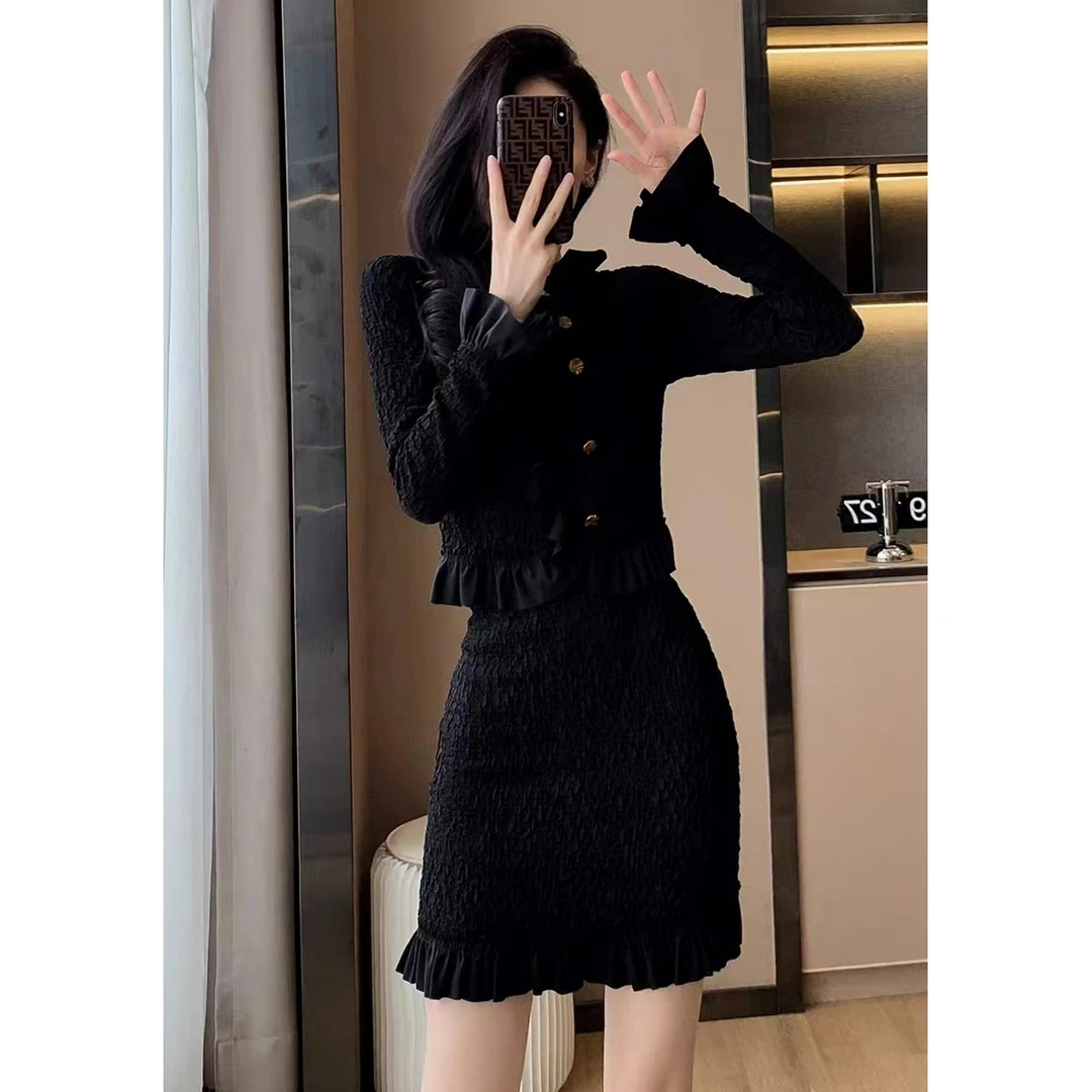 法式气质辣妹显瘦鱼尾裙套装春季小个子纯欲风时尚洋气两件套女装