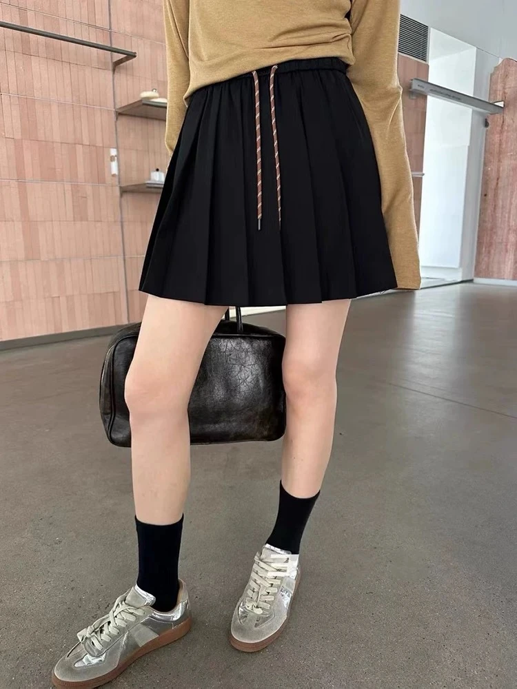 橘子家新款松紧腰百褶裙