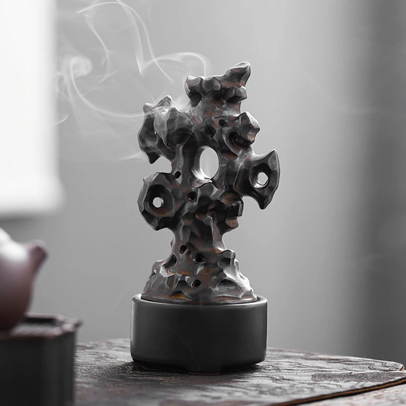 太湖石香薰炉陶瓷家用室内仿古盘香炉中式摆件禅意沉茶道檀香炉