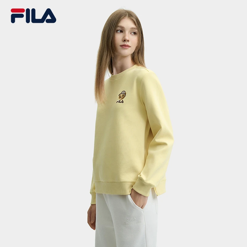 FILA 斐乐女子套头卫衣24冬时尚舒适小熊针织长袖上衣F11W448214F