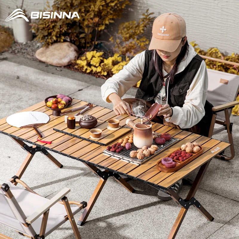 北山狼围炉煮茶露营蛋卷桌铝合金户外折叠桌子椅子野餐烧烤炉一体