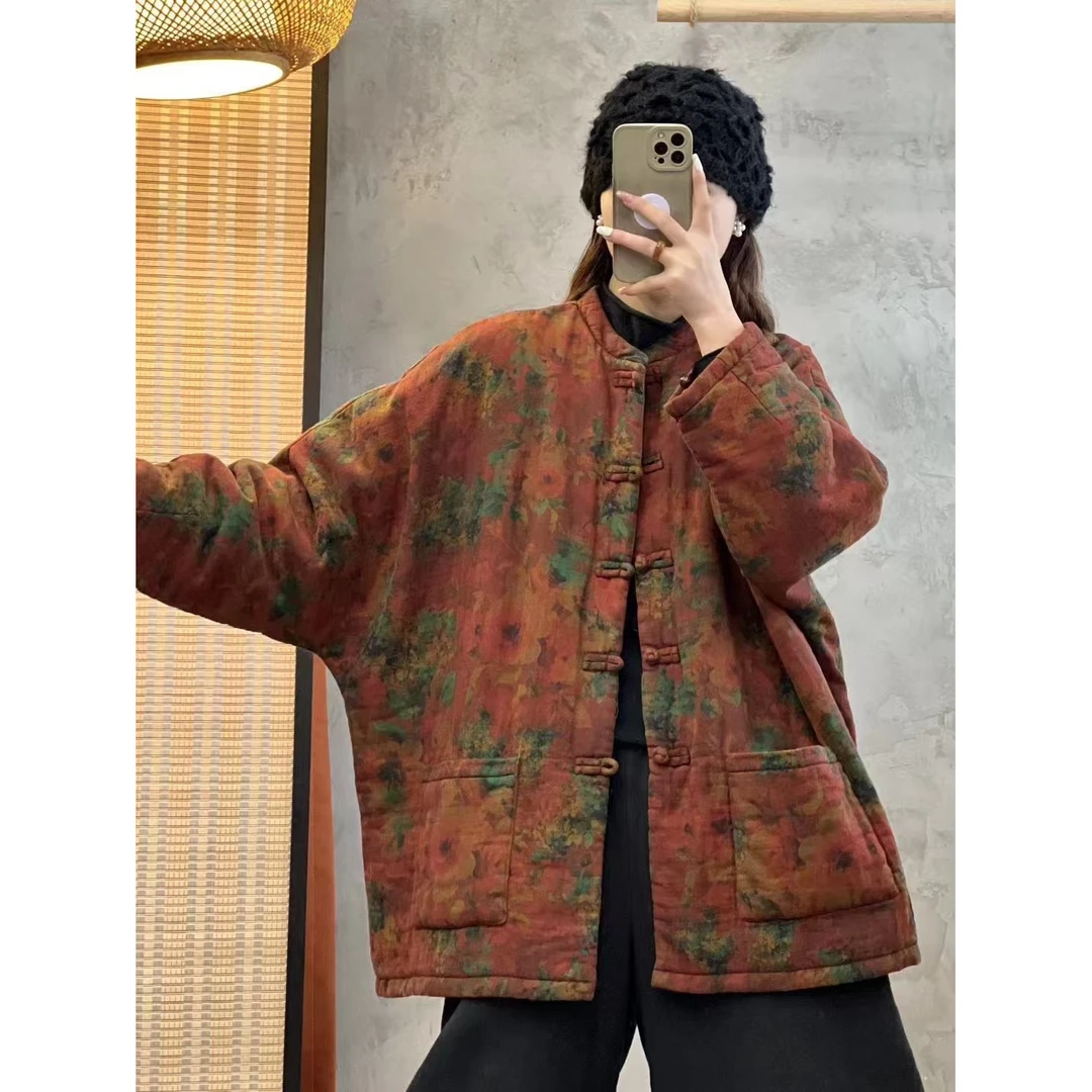 8553秋冬新款时尚气质显瘦遮肉洋气休闲女加厚宽松夹棉小棉袄外套