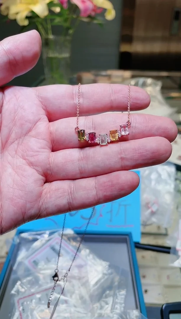 【闪购商品】碧玺锁骨链银S925镶嵌1
