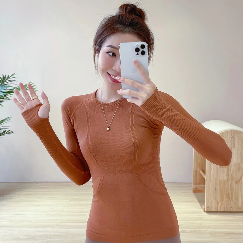 YEUNGSUKHAN/ lu同款经典t 修身好织物 秋冬纯色长袖健身瑜伽服女