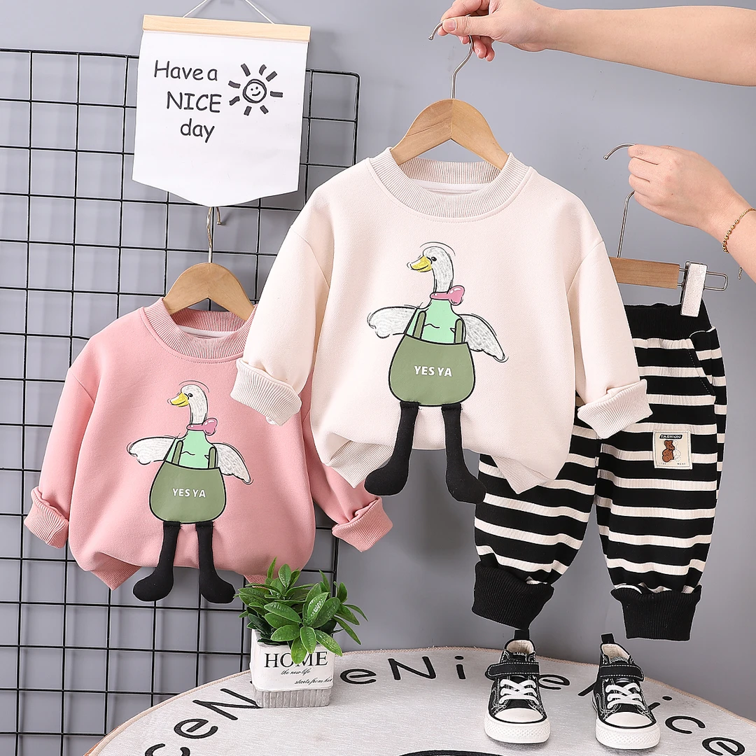 XTLL-童装2024卫衣套装儿童春装套装新款洋气宝宝时尚衣服