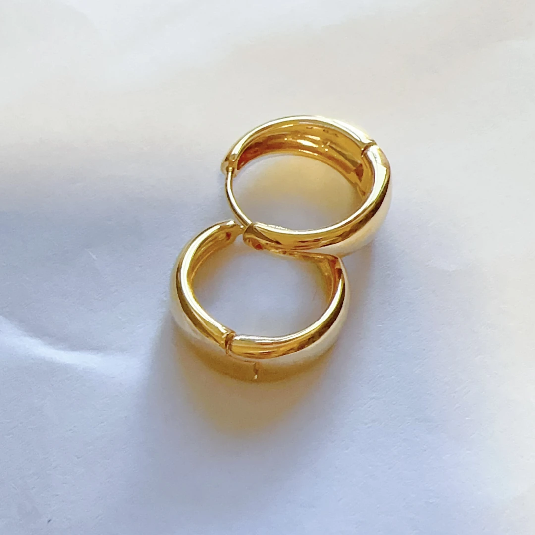 钛钢耳饰 【秋冬新款】简约光面大耳扣 时尚气质轻奢圈圈金色小众