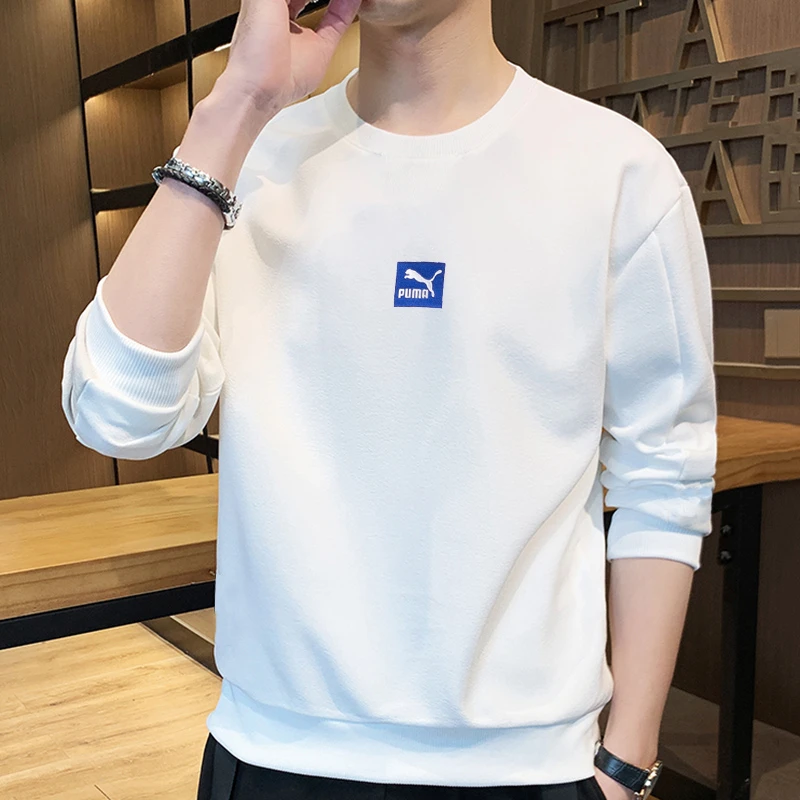 PUMA彪马训练卫衣男女秋季新款运动休闲长袖白色套头衫536773-02