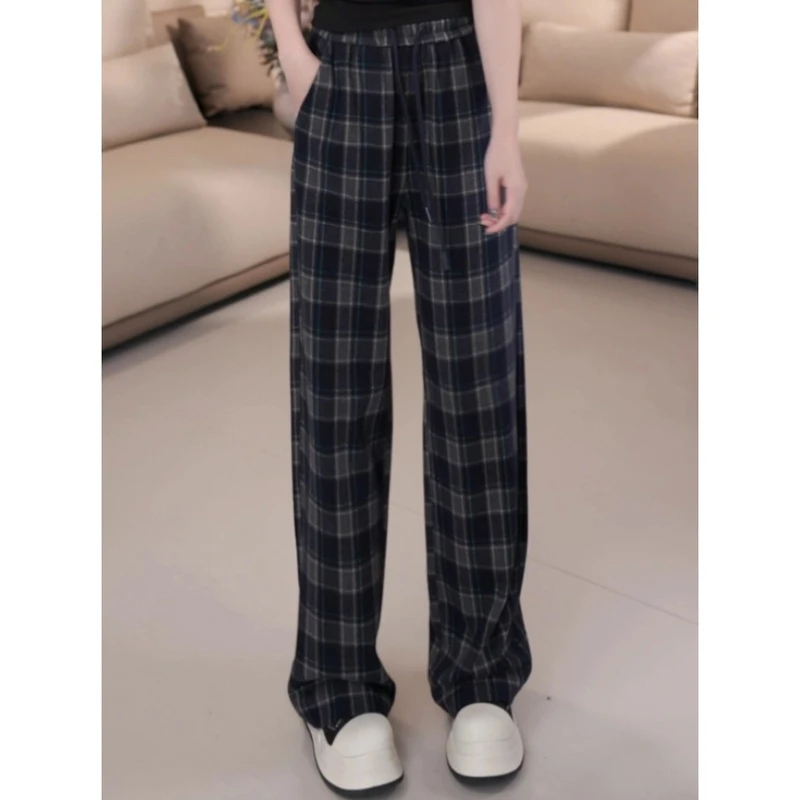 【比例玩家】B10714秋冬新款时尚洋气百搭通勤复古直筒格子休闲裤