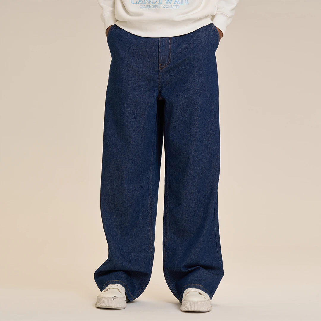 CANOTWAIT_陈伟霆春秋宽松时尚设计师系列口袋刺绣牛仔休闲裤