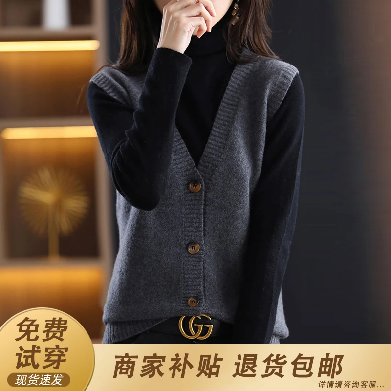 针织毛衣背心女马甲开衫2025秋装新款v领外搭上衣秋季外穿小马夹