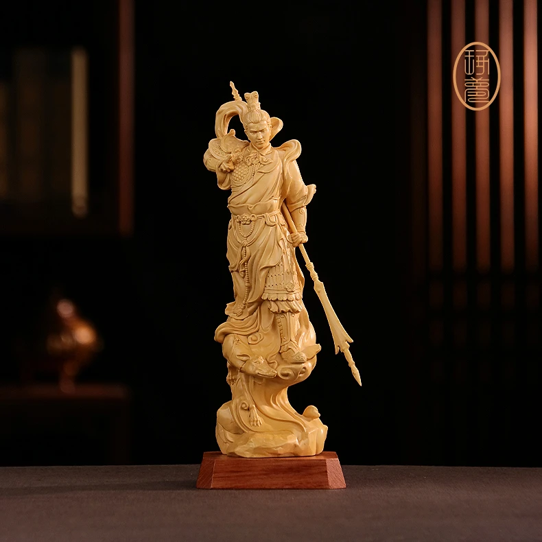 《二郎神》传统黄杨木雕杨戬作品摆件客厅艺术送礼佛系收藏