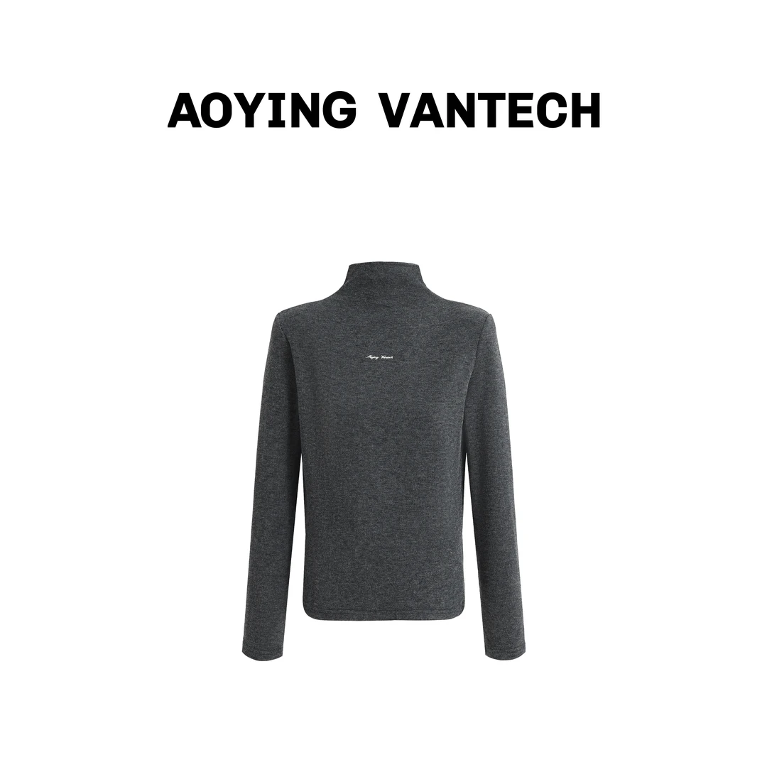 AOYING VANTECH【美学草书】基础内搭半高领加绒打底衫AYWT202409