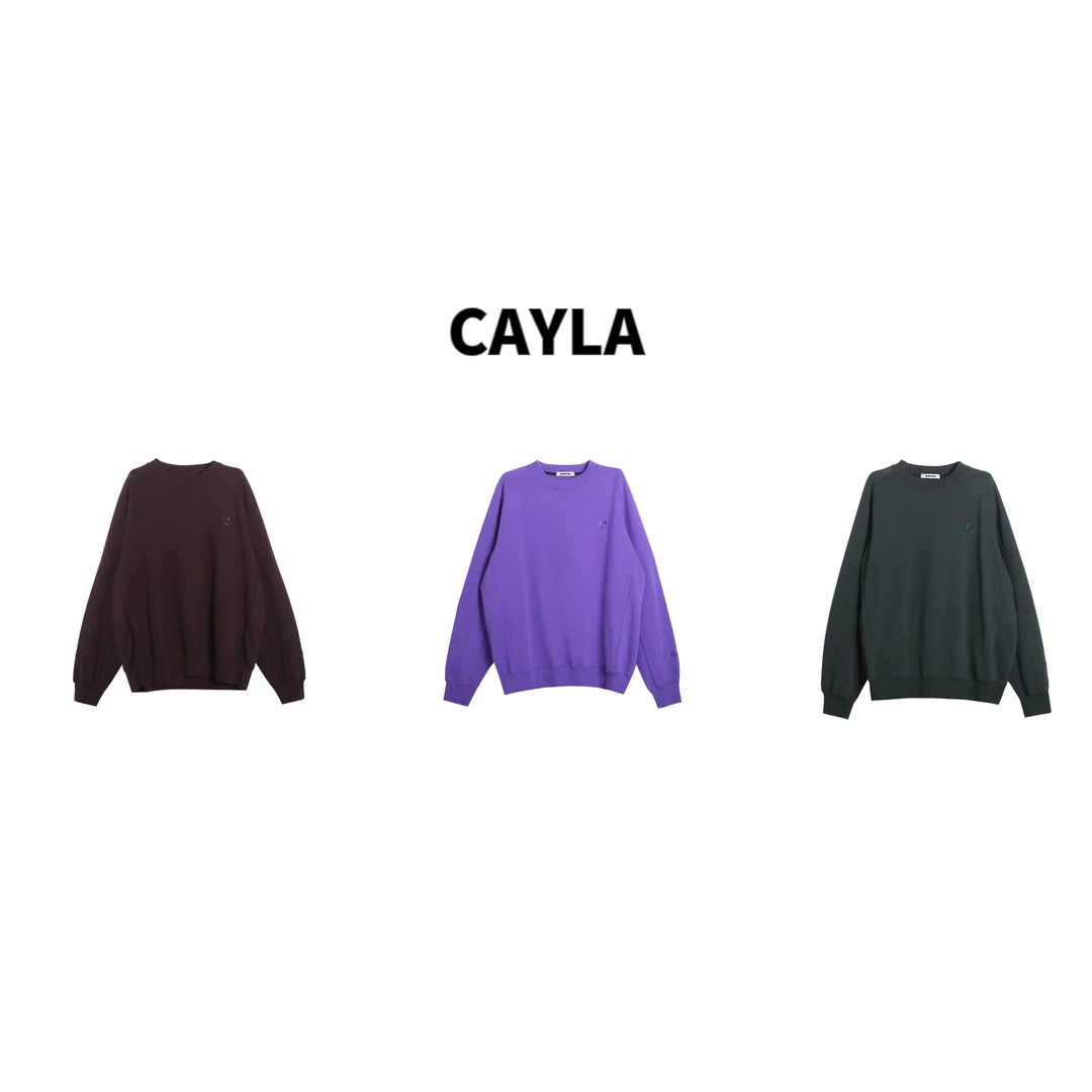 CAYLA AW极简系列-刺绣纯色卫衣宽松休闲001