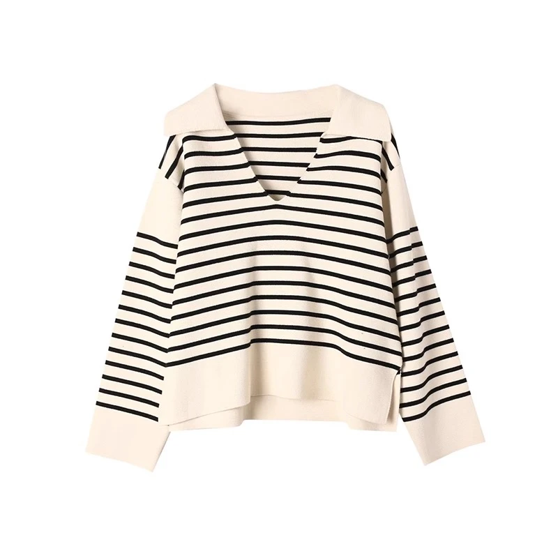 CAYLA横条翻领毛衣042