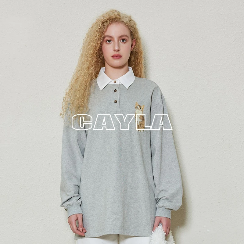 CAYLA24AW猫咪廓形polo衫宽松052