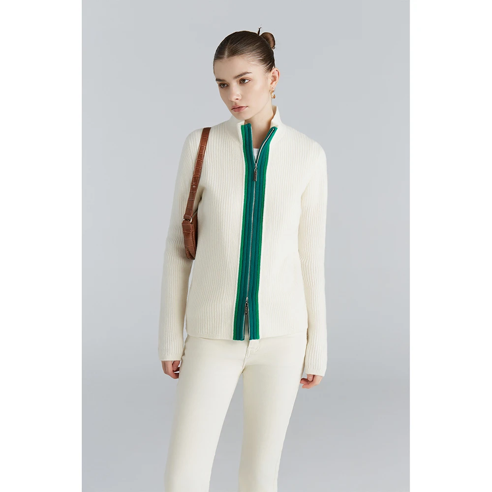 11/07 20:00 ALAZYDAY 撞色设计感纯羊毛双头拉链针织开衫外套