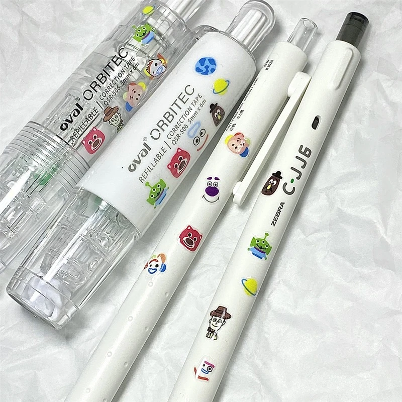 ZEBRA斑马按动式中性笔DIY玩具总动员贴纸黑水笔大容量欧文修正带
