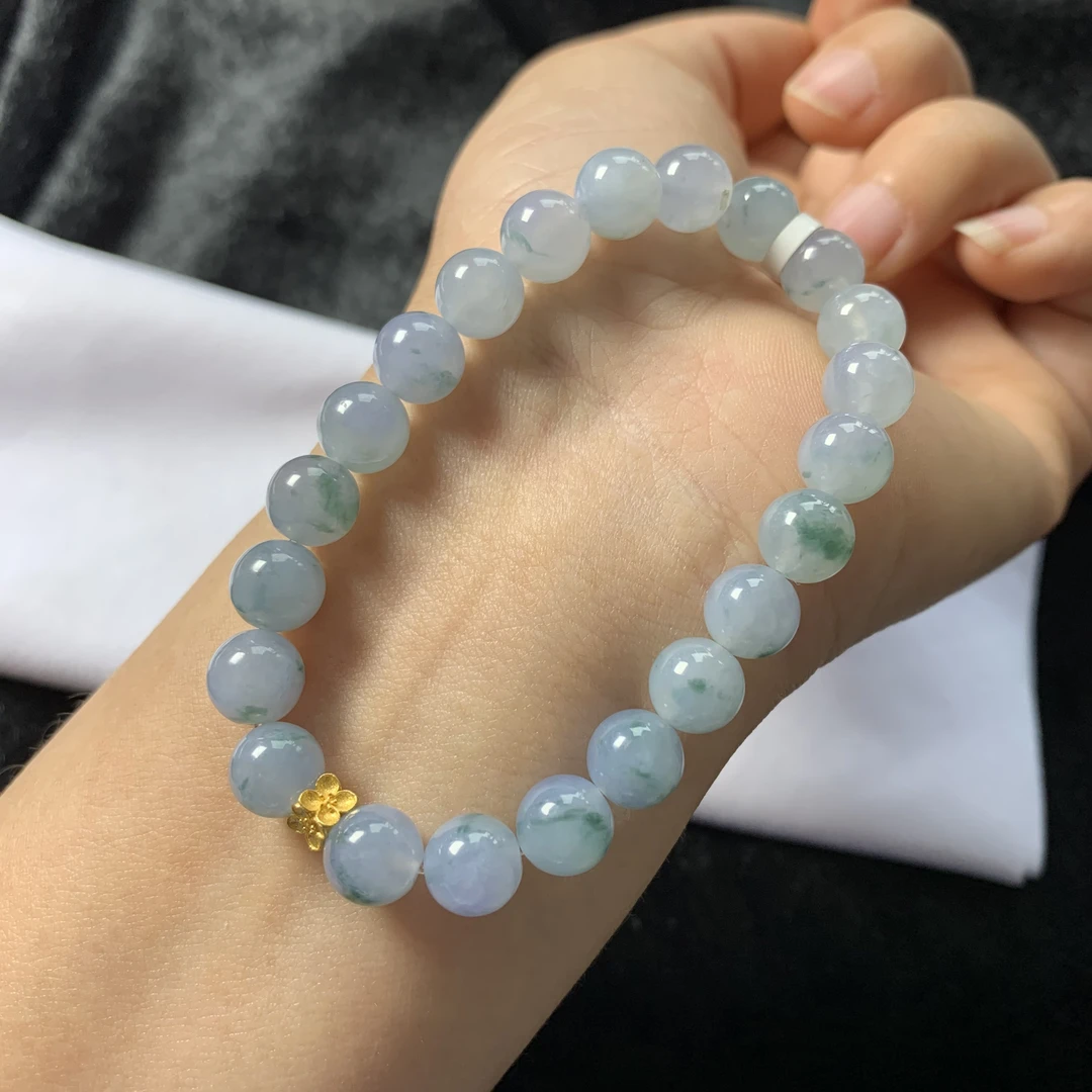 紫飘花春带彩冰种天然A货翡翠（一物一证）