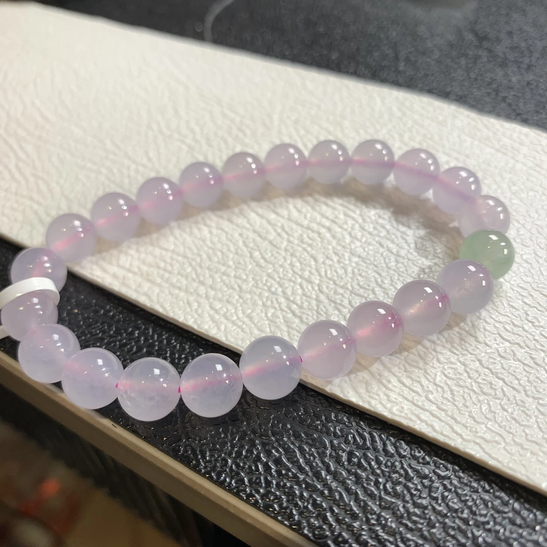 雨声珠宝翡翠手串之高冰粉有种有色天然A货翡翠缅料