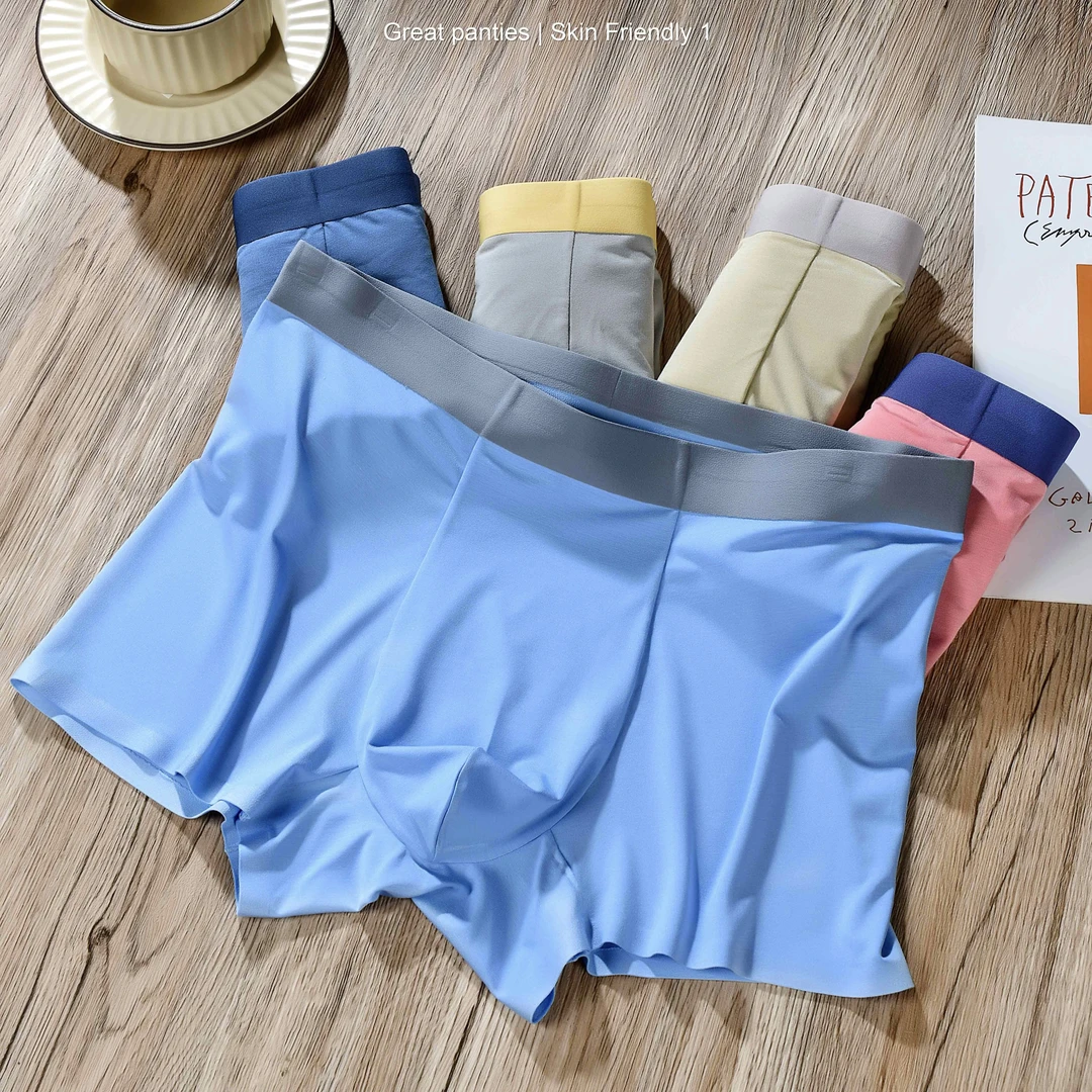 男士莫代尔平角无痕简约柔软舒适透气抗菌内裤