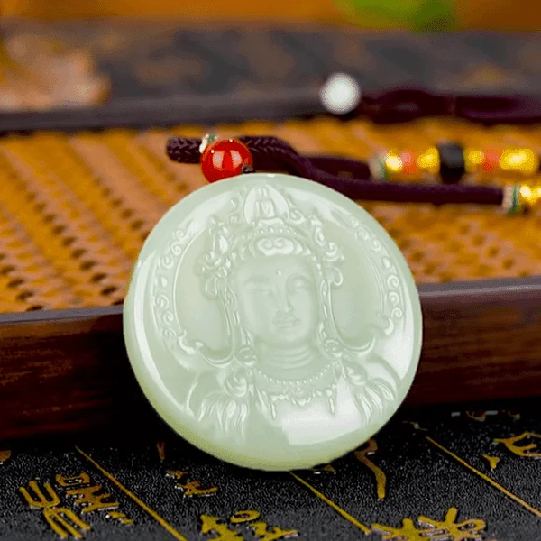 首饰盒/箱 观音平安牌吊坠菩萨项链精美礼盒观音玉坠圆牌吊坠礼物商品图