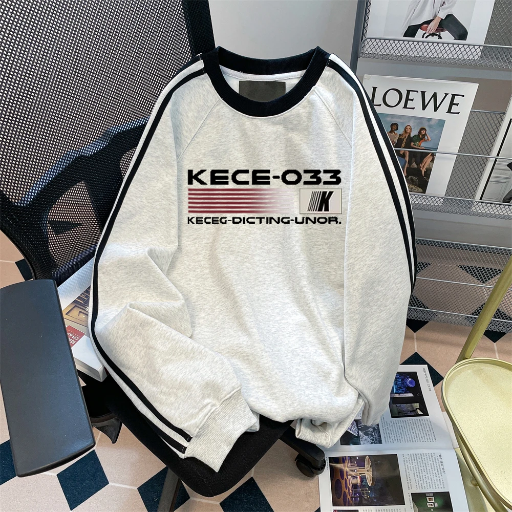 美式高街oversize撞色条纹卫衣男秋冬复古重磅情侣装无帽上衣外套