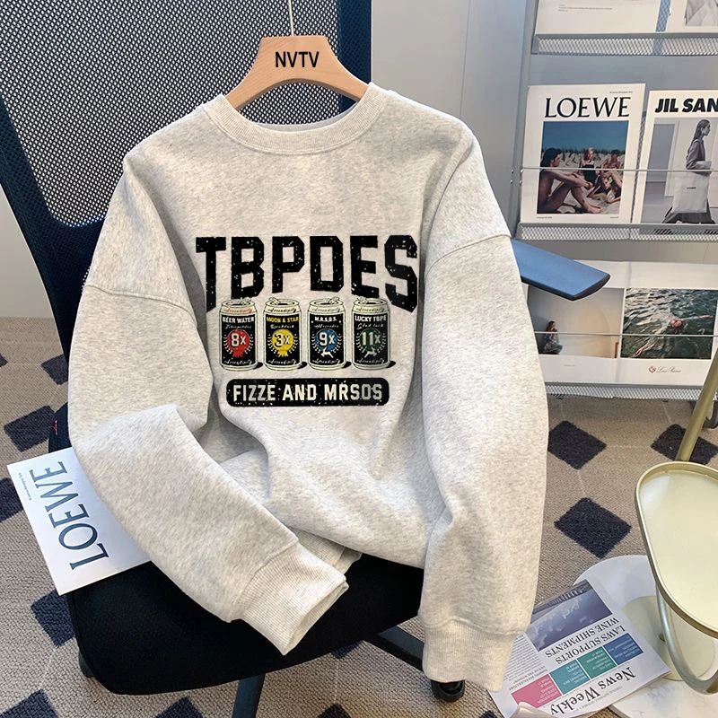 复古卫衣男秋冬季新款美式高街青少年宽松上衣百搭大码男生外套潮