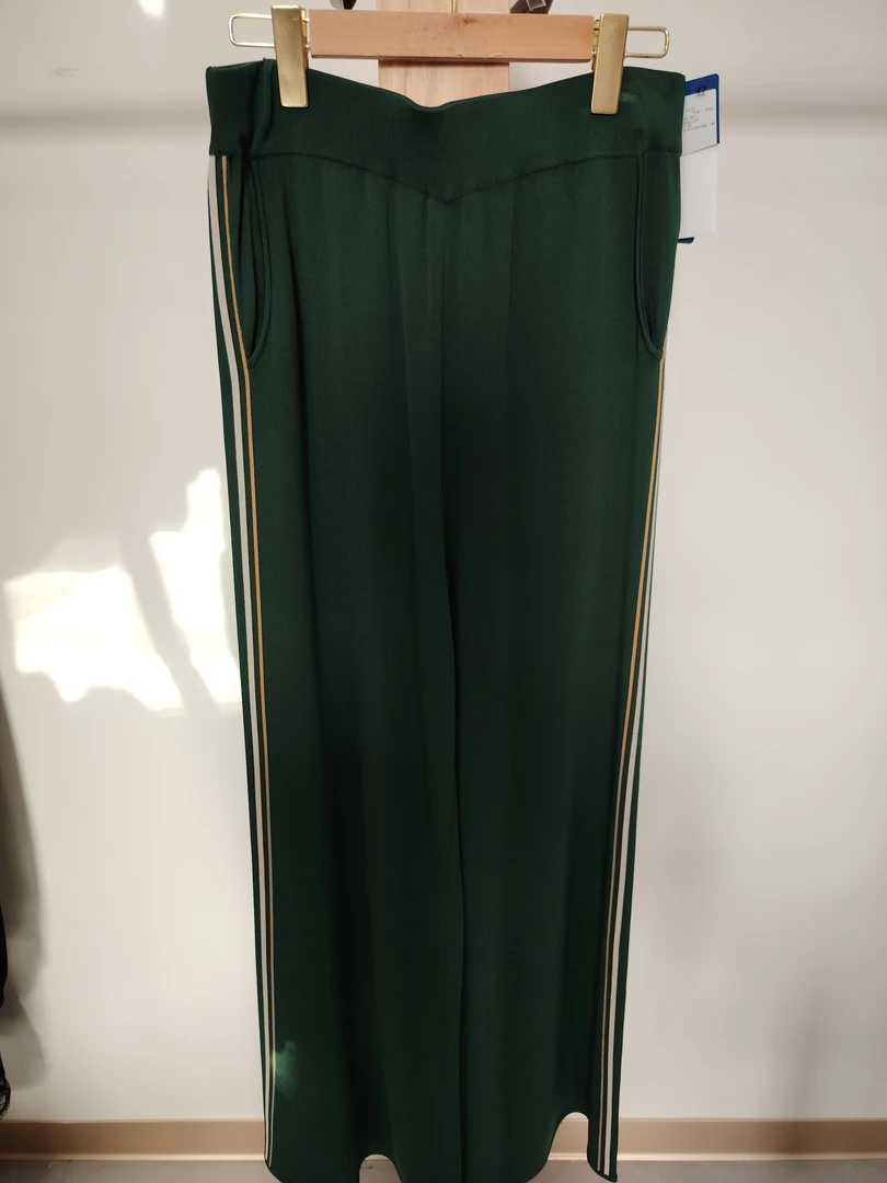 4819-高腰时尚竖条纹针织阔腿裤