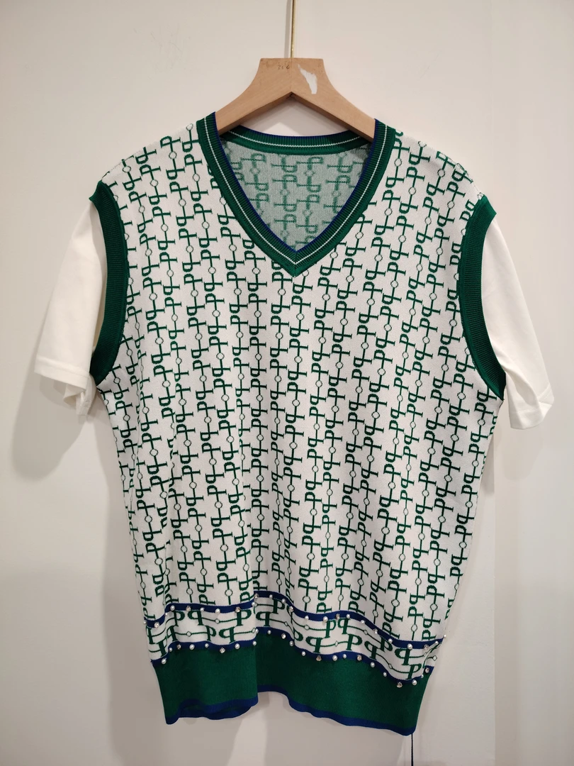 5383-夏季休闲时尚针织拼接短袖