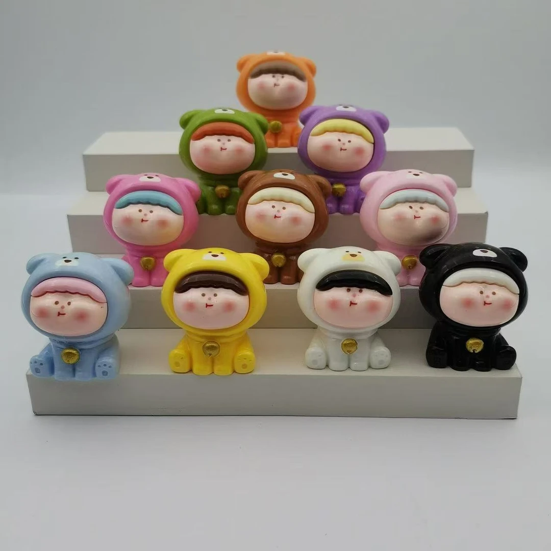 坐姿小熊李四【一套10个】树脂diy饰品