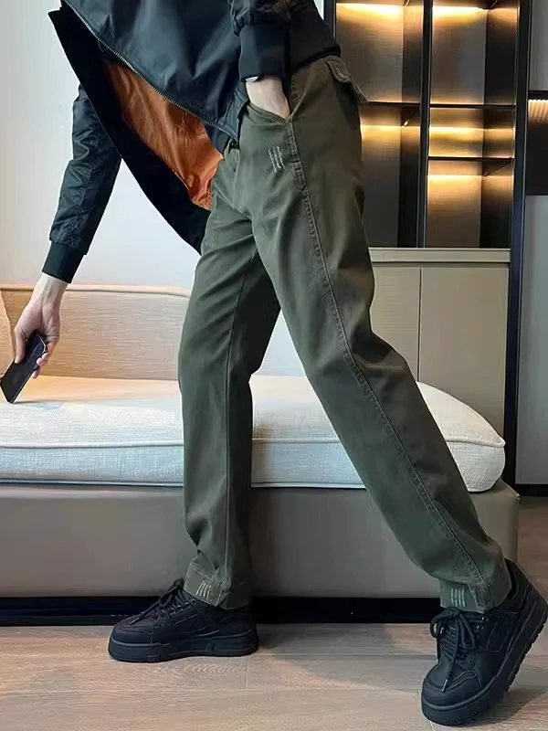 美式原创工装裤男款秋冬百搭高级感水洗破坏磨毛直筒休闲长裤子男