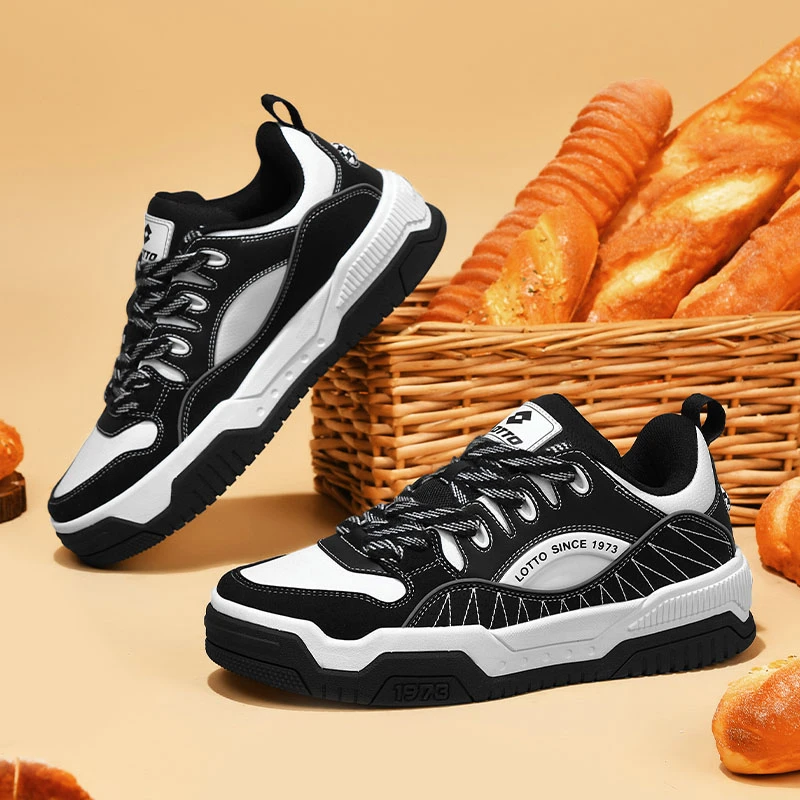 LOTTO/乐途秋季新款复古休闲低帮撞色拼接防滑休闲鞋熊猫板鞋8086